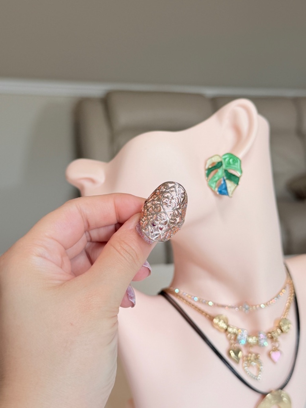 Gold Filigree Statement Ring - Picture 6 of 9